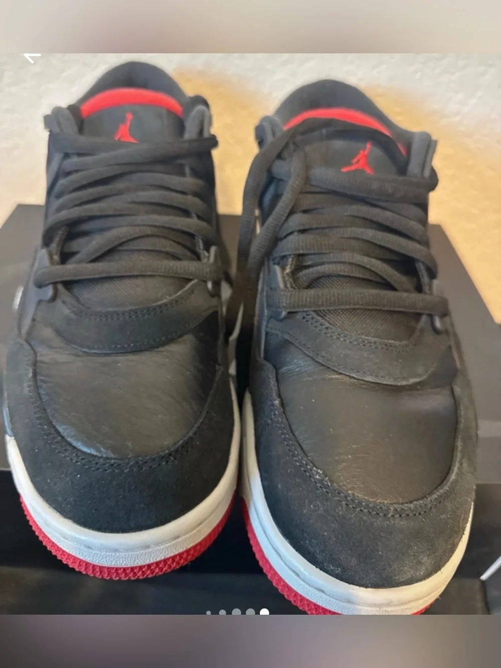Jordan 4 RM bred color Men's Black and Red Low-Top Sneakers